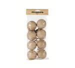 Braunes Pappmaché, Packung mit 8 Weihnachtskugeln mit goldener Schnur 5cm - Kraft
