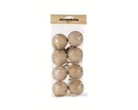 Braunes Pappmaché, Packung mit 8 Weihnachtskugeln mit goldener Schnur 5cm - Kraft