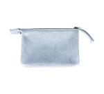 PLUME SLIM iris suede etui met 2 vakken 13x9 cm - Blauw