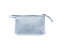 PLUME SLIM iris suede etui met 2 vakken 13x9 cm - Blauw