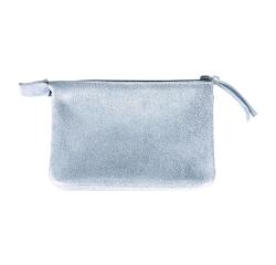 PLUME SLIM iris suede etui met 2 vakken 13x9 cm - Blauw