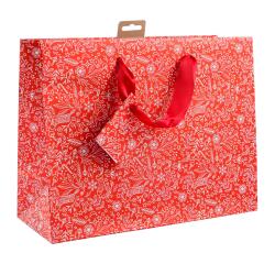 Premium sac shopping rouge & blanc 32x13x24,5 cm - Rouge