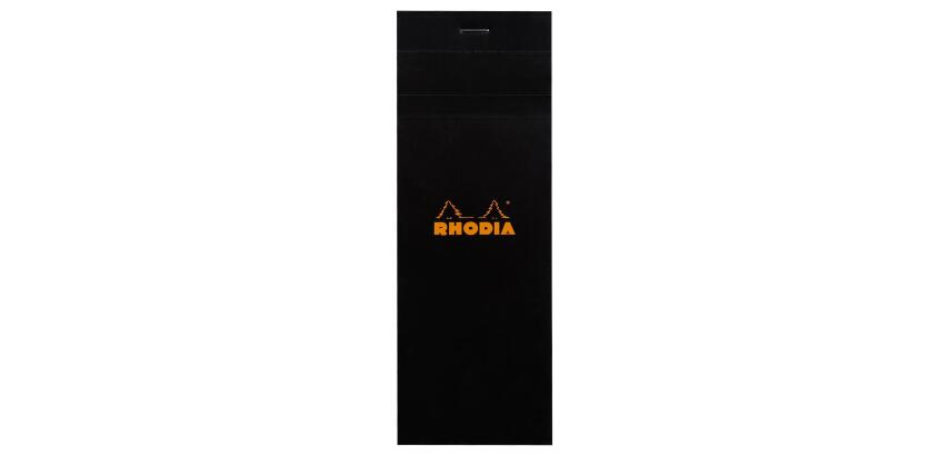 Bloc agrafé Rhodia N°8 7,4x21 cm 80 feuillets petits carreaux 5x5 80g - Noir