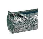 Céleste CUIR Trousse ronde Ø5,5x22 cm Lazer Vert Argent