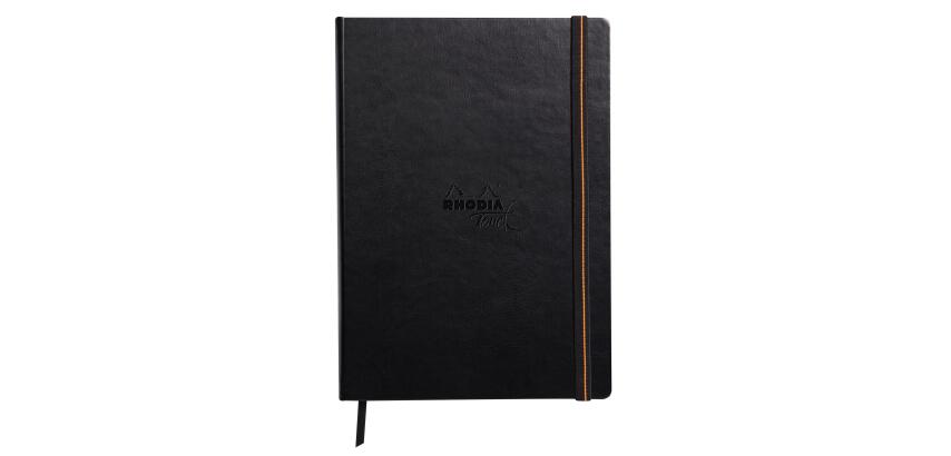 Rhodia Touch - Calligrapher Book - brochure rembordé rigide A4 portrait 64p uni papier simili Japon naturel 250g - Noir