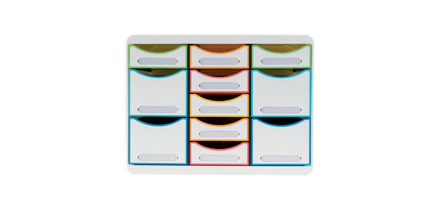 Moule de classement Storebox Multi 11 tiroirs Black Office - Blanc/arlequin
