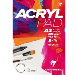Acrylpad blok gelijmd 15 bladen A3 285g.