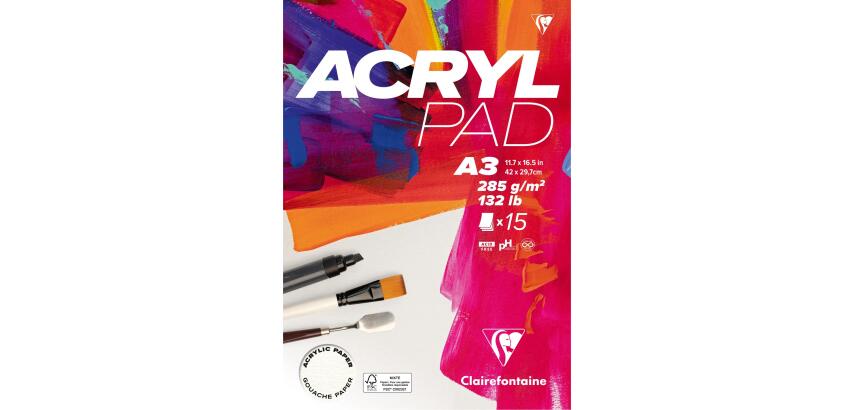 Acrylpad bloc collé 15F A3 285g