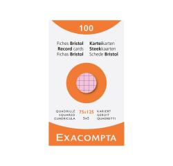 etui 100 steekkaarten bristol geruit 5x5 niet geperforeerd 75x125mm - Geassorteerd
