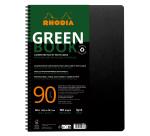 Greenbook cahier recyclé et recyclable en carte souple 350 g/m2 - A4+ 22,5x29,7 cm 160 pages Ligné perforation 4 trous - Papier Clairefontaine recyclé 90 g/m2 - Noir - New - Noir