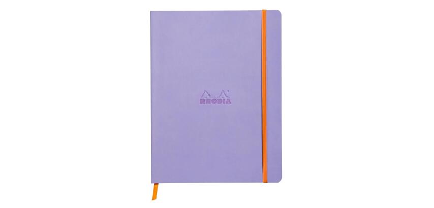 Rhodiarama carnet souple 19x25 cm 160 pages ligné papier ivoire 90g fermeture élastique - Iris