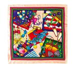 100% silk scarf - 90x90cm The Beach - White