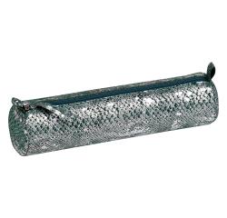 CELESTE LEDER Etui Ø5,5x22 cm - Groen/Zilver