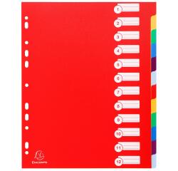 Tabbladen in stevige Ondoorzichtige PP - 12 tabs - A4 maxi - Geassorteerd