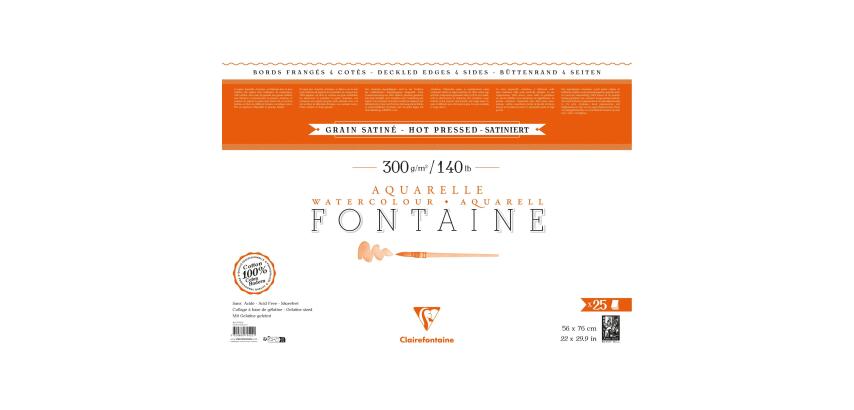 Clairefontaine Fontaine Deckle Edge Watercolour Sheets - 56 x 76cm - 25 Sheets - 300gsm - Hot Pressed