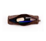 KLEO-PATHRA CUIR Trousse ronde Ø5,5x22 cm Argent