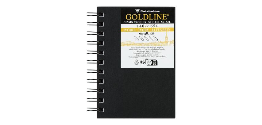 Goldline Skizzenbuch mit Spiralbindung, fester Einband, A6 Hochformat, 40 Blatt 140g - Elfenbein