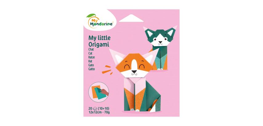 Mijn kleine Origami, Kat, 12 x 12 cm, 20F, 70g - Veelkleurig