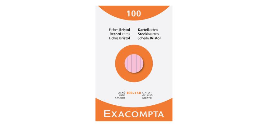 Exacompta Pack 100 Record Card 10x15cm Lined Ast - Assorted colours