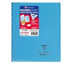 Cahier reliure intégrale enveloppante Koverbook 17x22cm 160 pages grands carreaux couverture polypropylène transparent - Assortis
