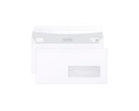 Boite de 500 Enveloppes Blanches DL-110x220mm -Auto-Adhésives - 80g/m2 - Fenêtre Papier Cristal 35x100 (position 20/20) - Blanc