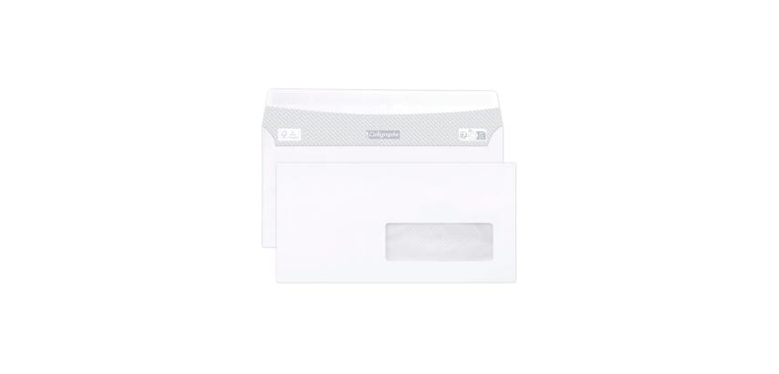Boite de 500 Enveloppes Blanches DL-110x220mm -Auto-Adhésives - 80g/m2 - Fenêtre Papier Cristal 35x100 (position 20/20) - Blanc