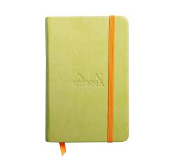 Rhodiarama carnet rembordé rigide 9x14 cm 192 pages ligné papier ivoire 90g fermeture élastique - Anis