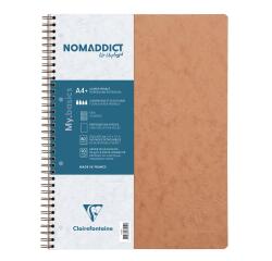 Carnet reliure intégrale Age Bag A4+ 160 pages détachables perforé 4 trous petits carreaux - Tabac