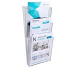 Distributeur de prospectus vertical 3 compartiments A4 - Cristal