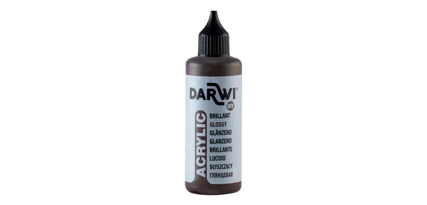 Darwi Flacon de 80 ml de Peinture Acrylique Universelle Brillante - Marron foncé