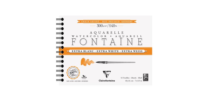 Fontaine Extra Blanc Grain Satiné album spiralé 12F 18x24cm 300g