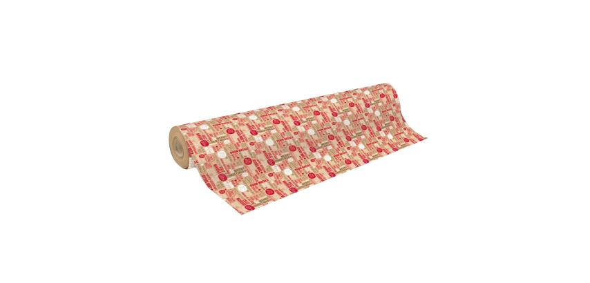Kraft brut 70g, rl 50x0,70m Mots de Noël - Multicolore