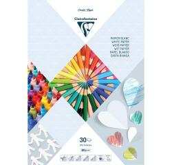 PAPIER BLANC, Bloc de 30 feuilles 90g/m2 au format 29,7x42cm - Blanc