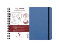 My.Notes Age Bag cahier reliure intégrale à marges détachables B5 paysage 120 pages détachables ligné + cadre en-tête - Bleu