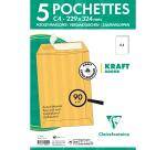 Paquet de 5 Pochettes Kraft Adour Brun C4-229x324mm - Auto-Adhésives - 90g/m2 - Brun