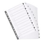 Bedruckte Register mit plastifizierten Taben, 12 Taben von 1 bis 12, DIN A4 - Weiß
