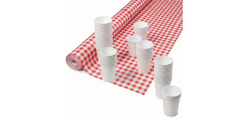 Nappe en papier damassé en rouleau de 10m largeur 1,18 M - Vichy rouge