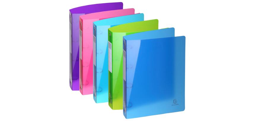 Classeur 4 anneaux plastifié Exacompta Iderama A4 maxi - Dos 4 cm couleurs  assorties