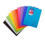 Koverbook spiraalgebonden schrift 24x32cm 80 blad groot geruit Séyès wraparound transparante polypropyleen omslag - Geassorteerde kleuren