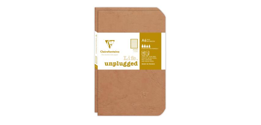 Set de 2 carnets piqués Age Bag 9x14 96 pages ligné - Tabac