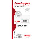 Paquet de 50 Enveloppes Blanches DL-110x220mm - Auto-Adhésives - 80g/m2 - Fenêtre Papier Cristal 35x100 (position 20/20) - Blanc