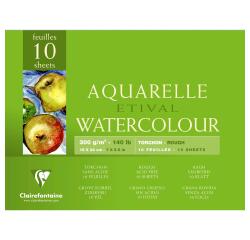 Etival Aquarellpapier Torchon, Block 4-seitig geleimt, 10 Blatt 300g, 18x24 cm