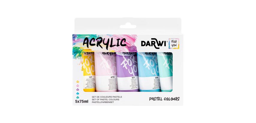 Darwi For You set de peinture acrylique - Pastels 5x75 ml - Assortiment