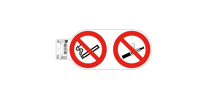 Panneau PP adhésif antidérapant Interdit de vapoter et de fumer 10 cm - Rouge