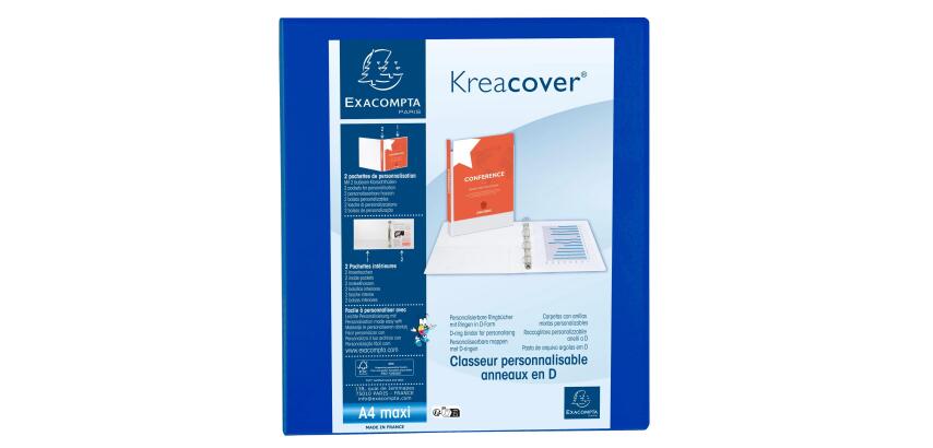 Classeur PP personnalisable Kreacover - 2 anneaux en D 40mm - A4 maxi