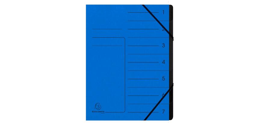 Stapled Multipart file with black elastic, 7 compartments, A4