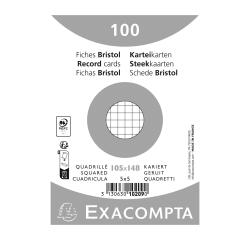 Paquete 100 fichas Exacompta de cartulina Bristol retractil - cuadricula 5x5 sin taladro 105x148mm - Blanco