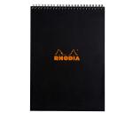 Bloc reliure intégrale Rhodia Classic 21x29,7 cm 80 feuillets ligné microperforé 80g - Noir