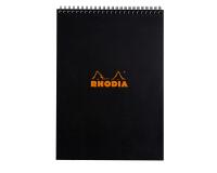 Bloc reliure intégrale Rhodia Classic 21x29,7 cm 80 feuillets ligné microperforé 80g - Noir