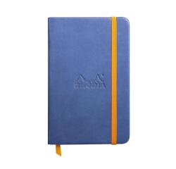 Rhodiarama carnet rembordé rigide 9x14 cm 192 pages ligné papier ivoire 90g fermeture élastique - Saphir